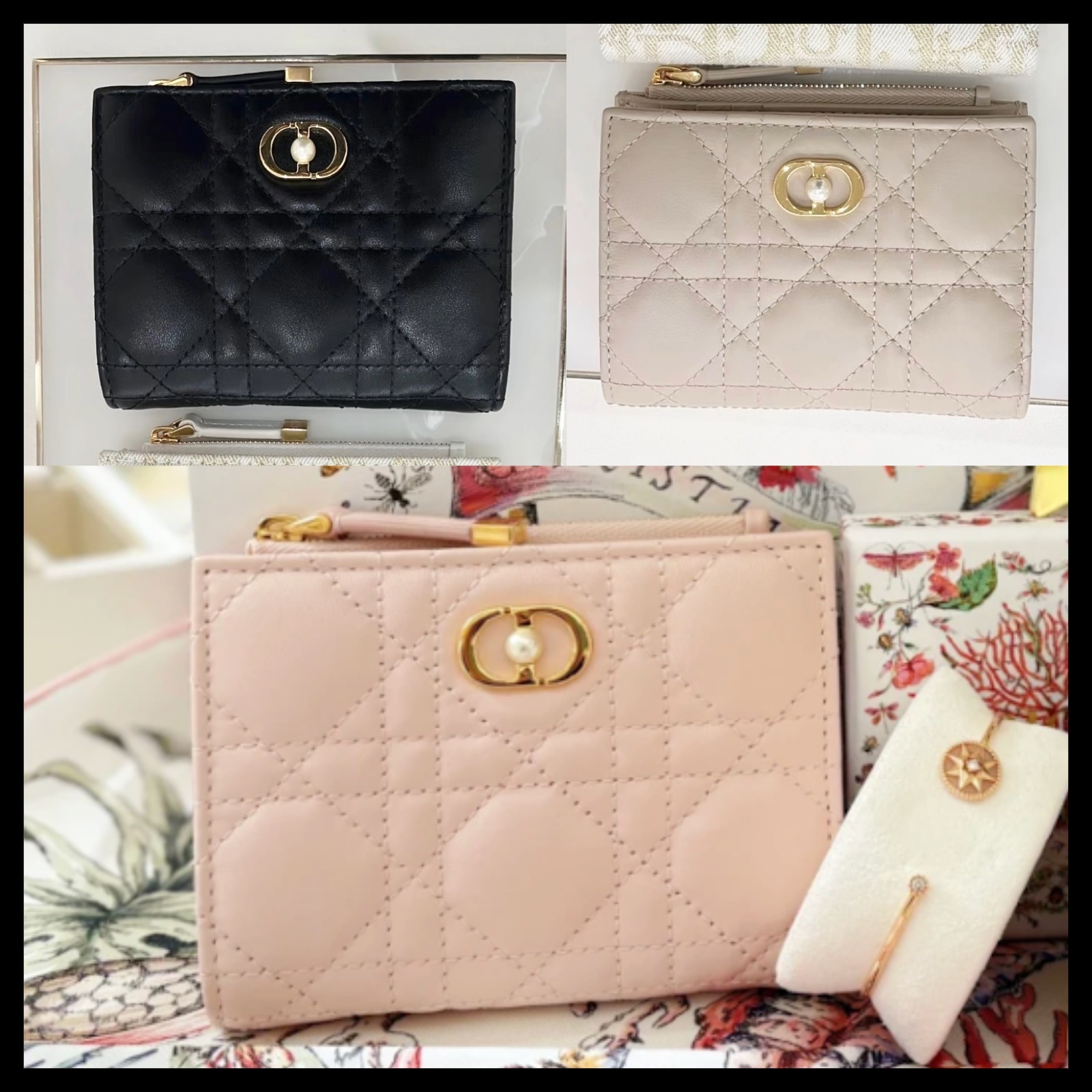 かわいい/上品♪】Dior Jolie Dahlia ウォレット (Dior/折りたたみ財布