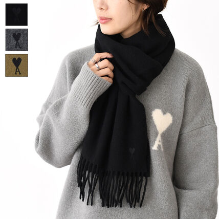 アミ グレー マフラー ami paris グレー フリンジ付きマフラー ami