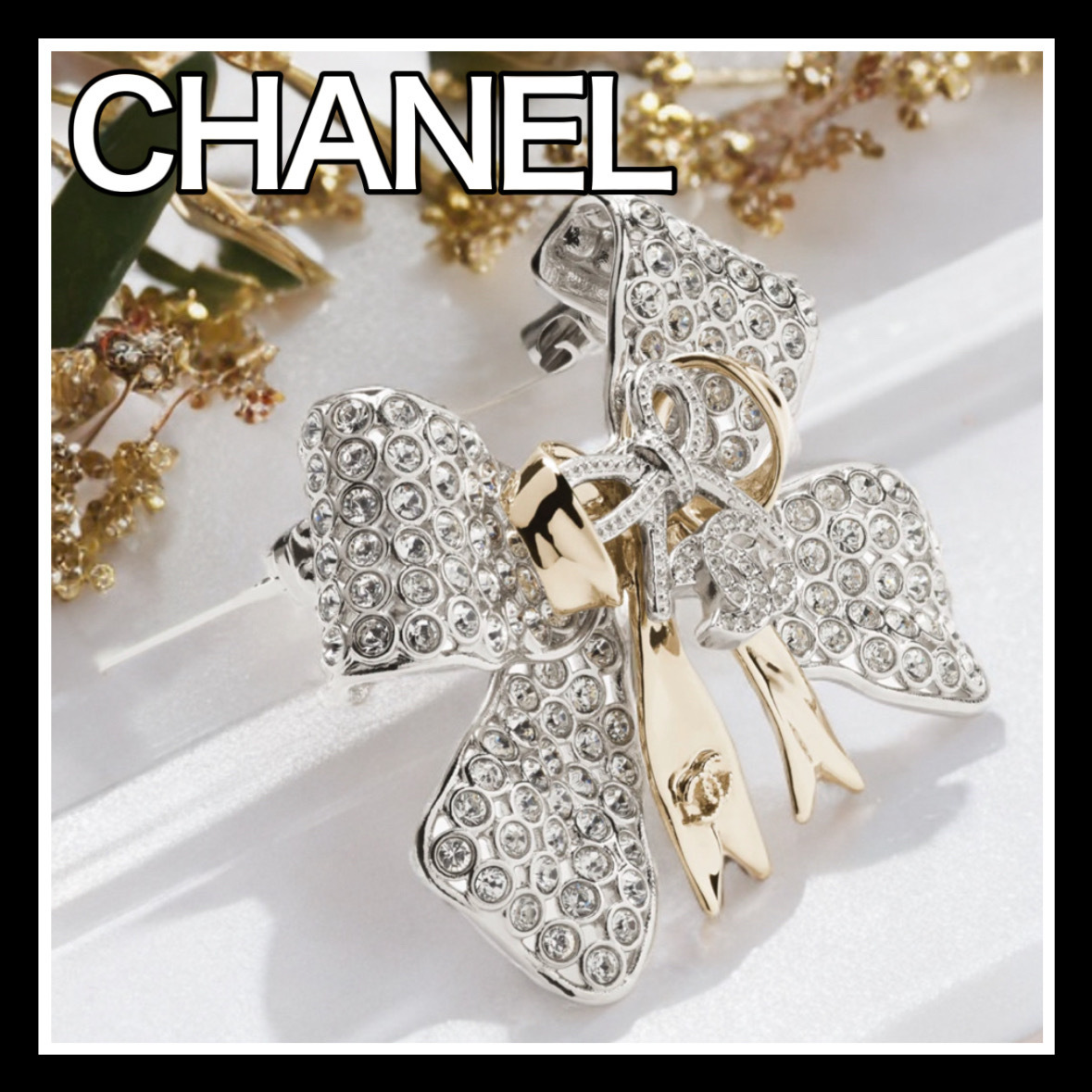 煌めくリボンモチーフ》CHANEL 25K ブローチ (CHANEL/ブローチ