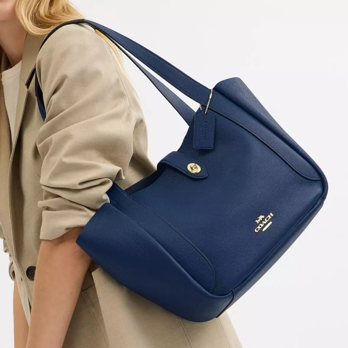 COACH ハドリー ターンロック トート バッグ ディープブルー
