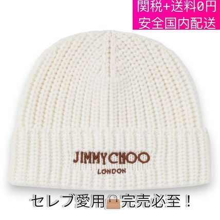 未使用級】JIMMY CHOO ジミーチュウ ニット帽 ビーニー ニット 黒