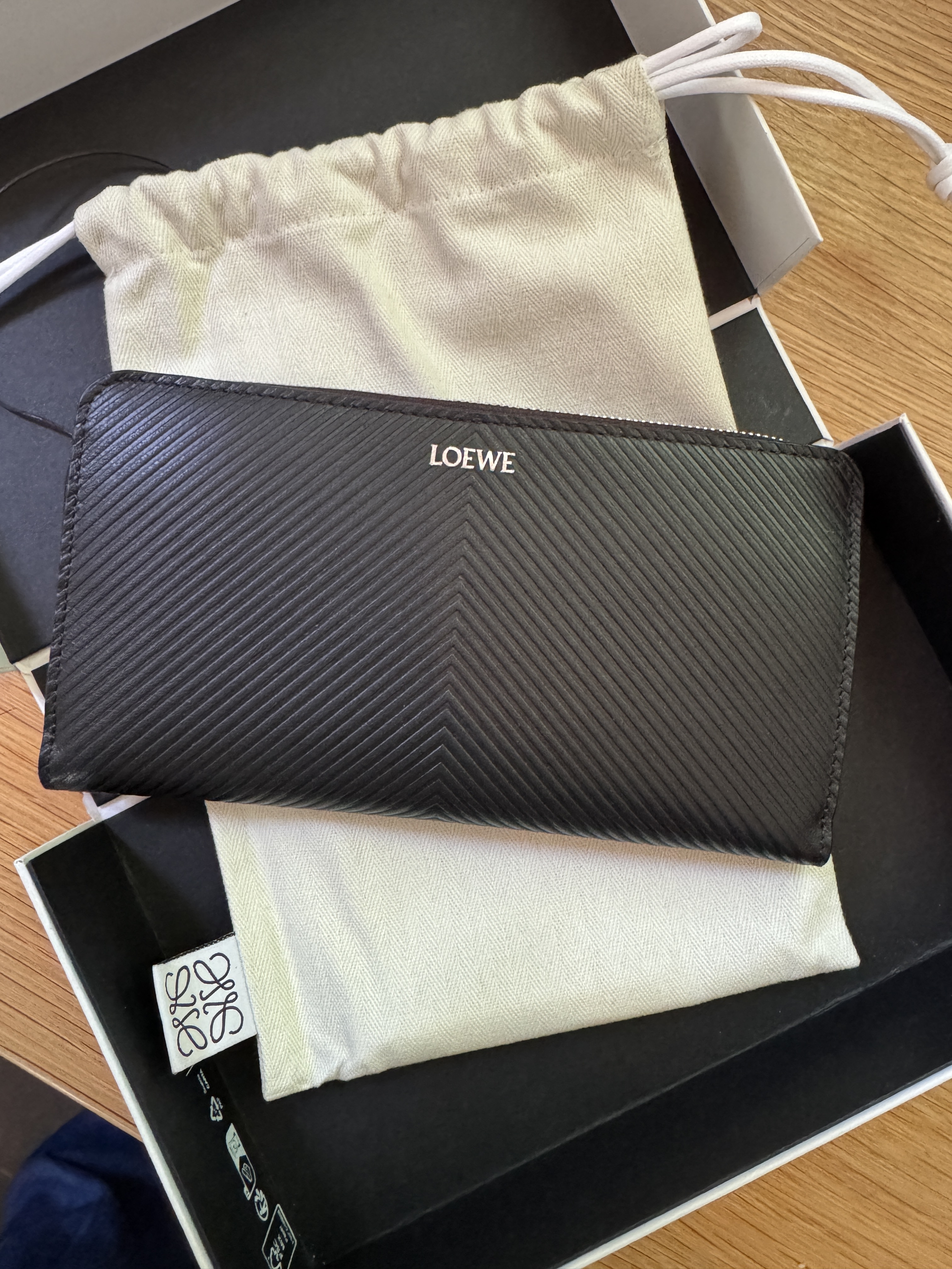 LOEWE ロエベ 長財布 リピートアナグラム ラウンドファスナー ブラック