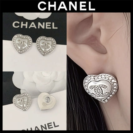 シルバーなハートが上品♪ CHANEL ピアス CCロゴ (CHANEL/ピアス