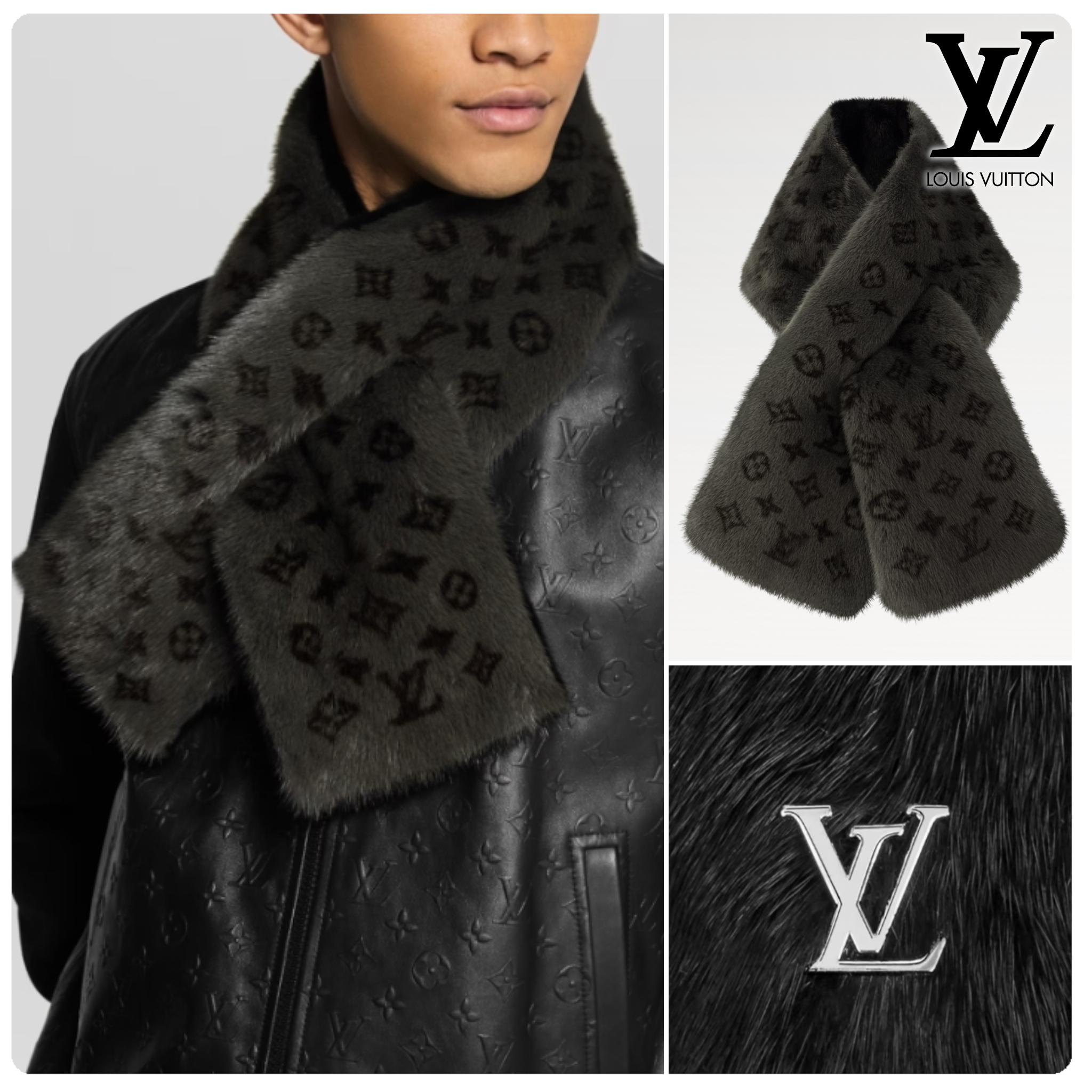 ルイヴィトン マフラー モノグラム リバーシブル ミンク