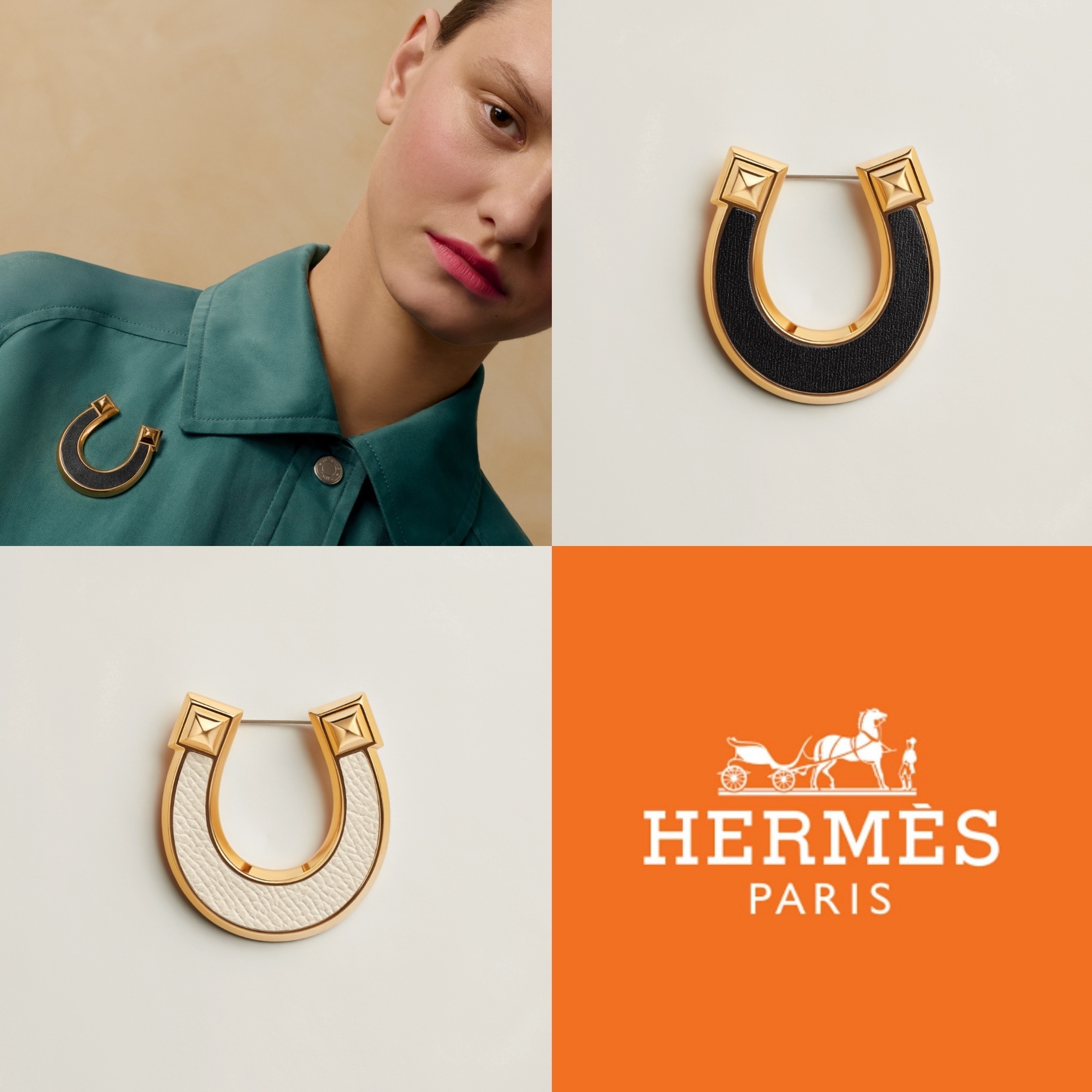 インパクト大な馬蹄デザインギフトにもHermesジョケットブローチ