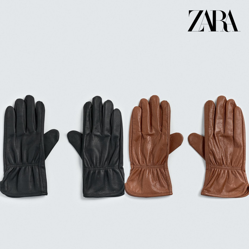ZARA ブラック レザー 手袋 羊革 M size ZARA ブラック レザー 手袋 羊