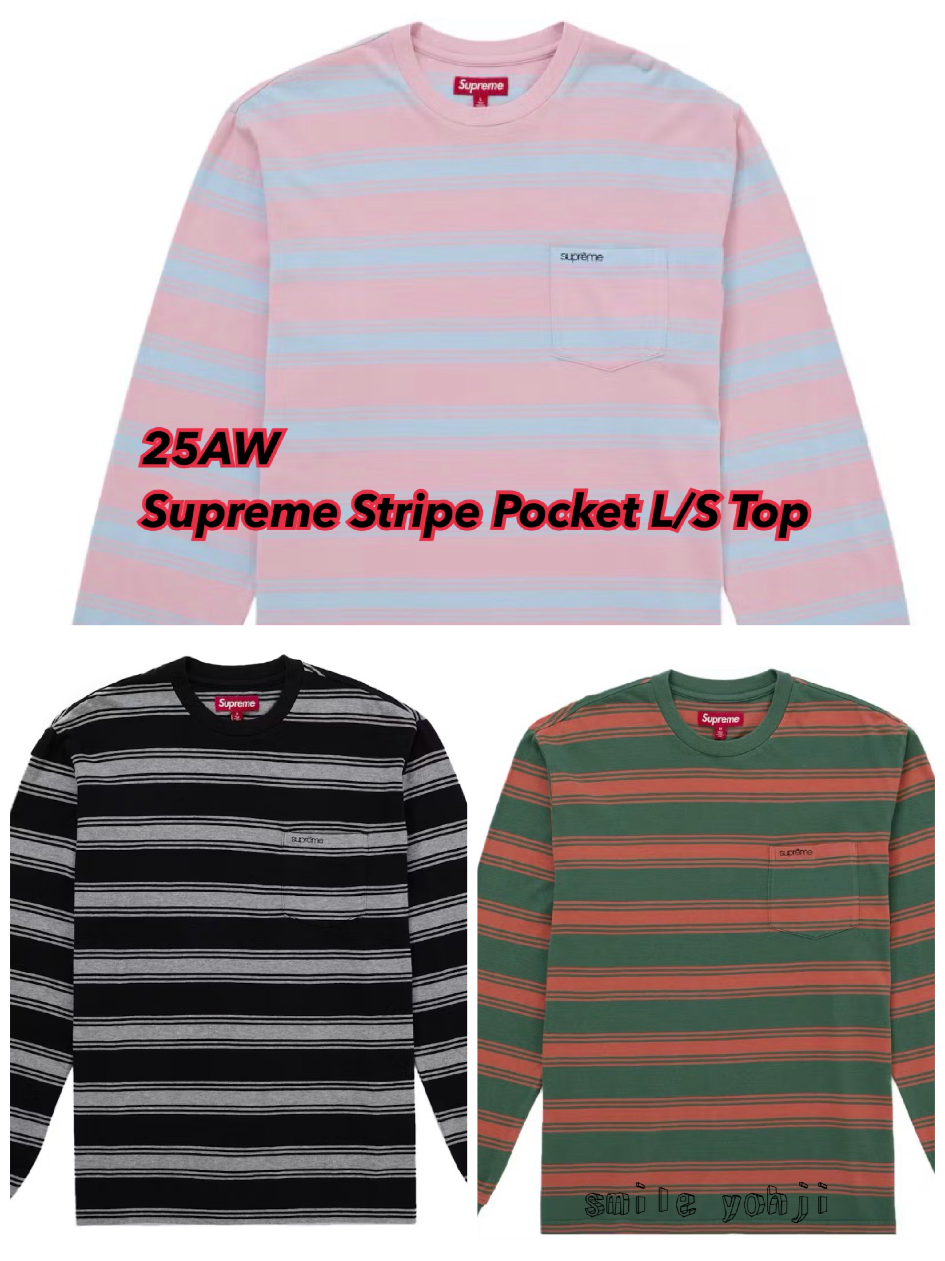 ☆25AW WEEK16☆Supreme Stripe Pocket L/S Top (Supreme/Tシャツ