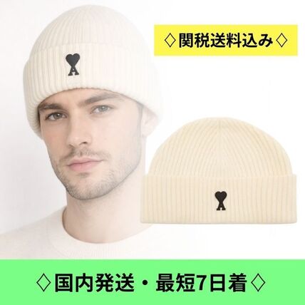 ホワイト（白）系 AMI PARIS(アミ パリス) ニットキャップ・ビーニー