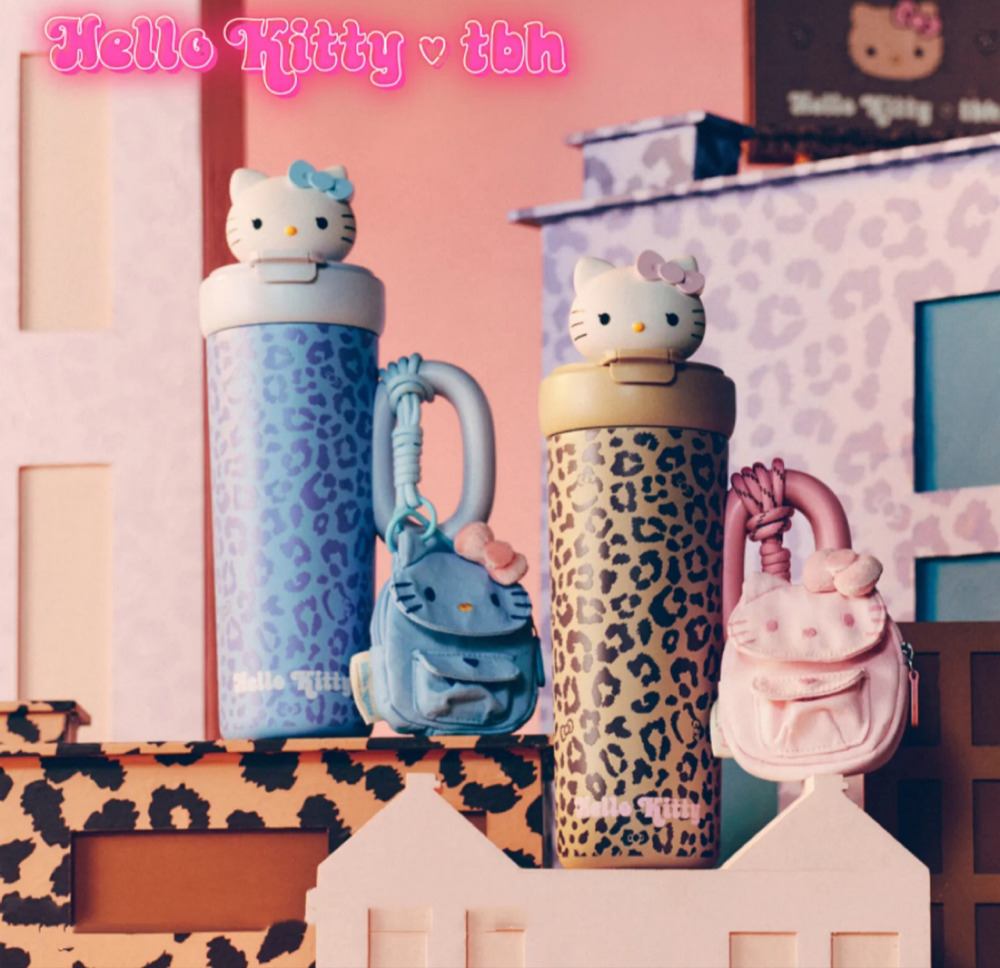 中国限定 Hellokitty×tbh Sun Kissed 変色 ヒョウ柄 保温ボトル (Hello