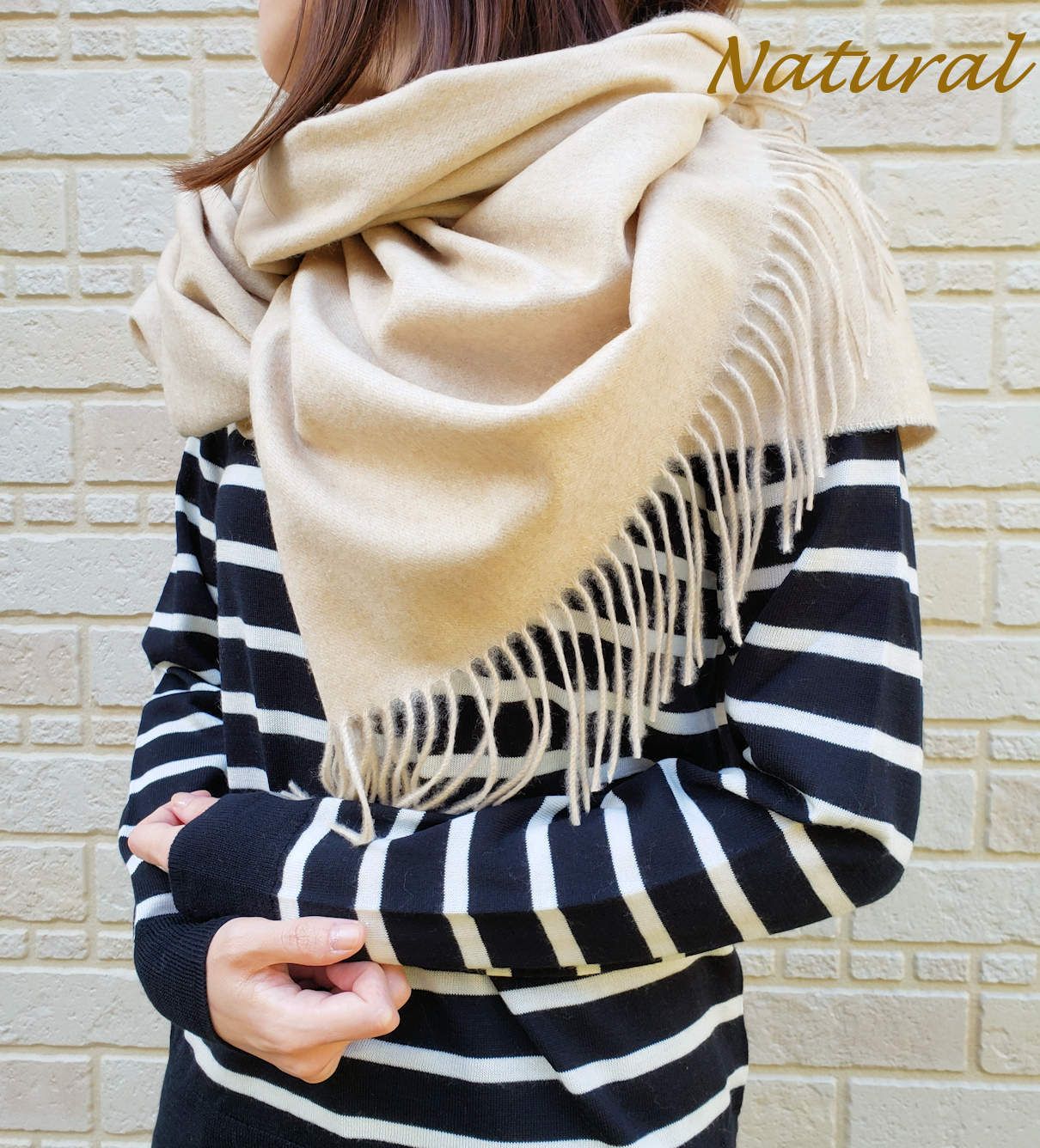 ジョンストンズ Natural Undyed カシミア大判ストール☆国内発送