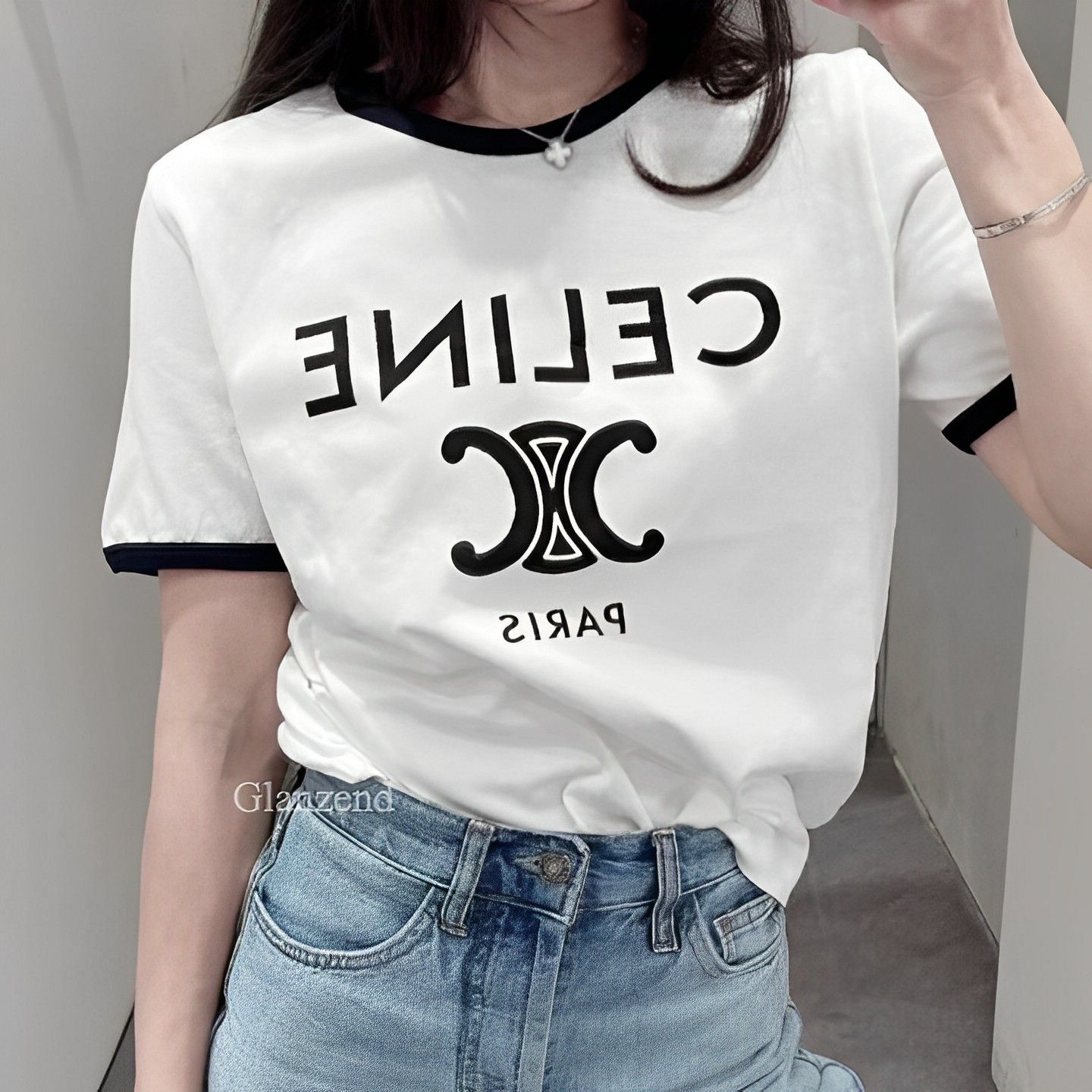 21AW【CELINE】新作 ◇トリオンフロゴ入り◇ コットン Tシャツ (CELINE