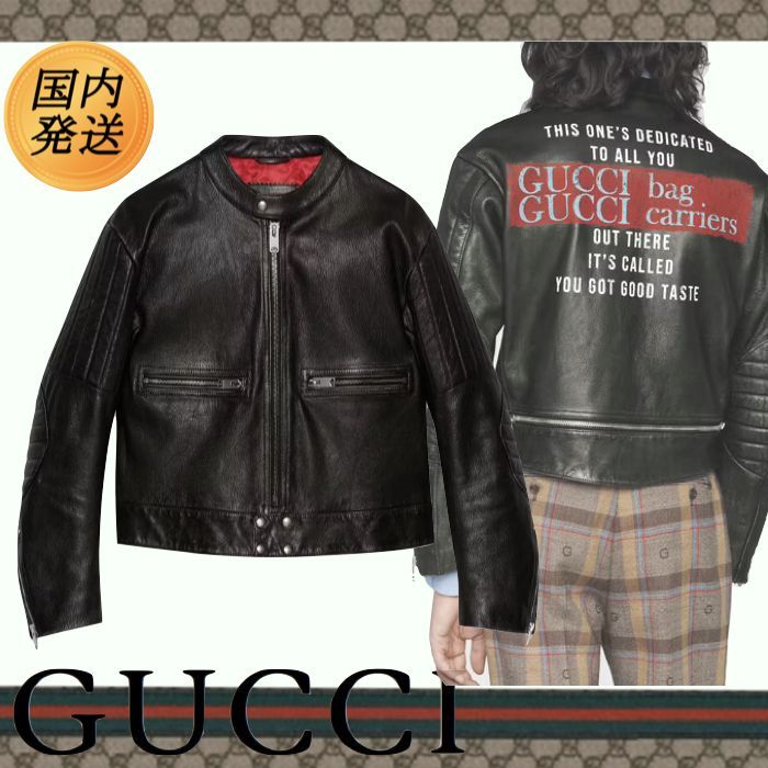 国内発送☆GUCCI】“You Got Good Taste” レザー ジャケット (GUCCI