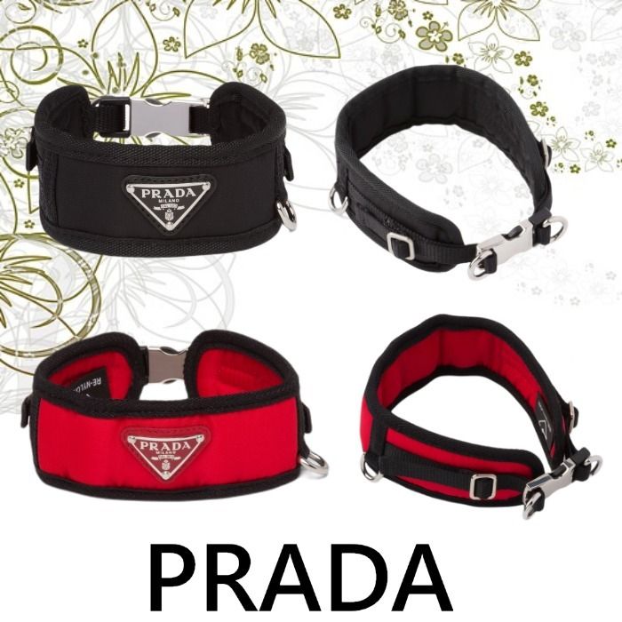 PRADA ナイロン製犬用首輪 黒