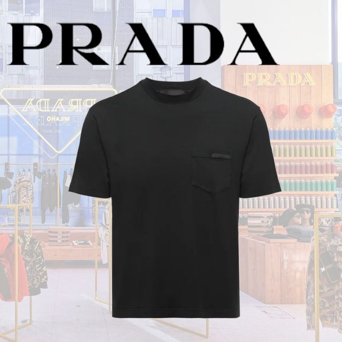 PRADA 黒 Tシャツ 胸ポケット付き