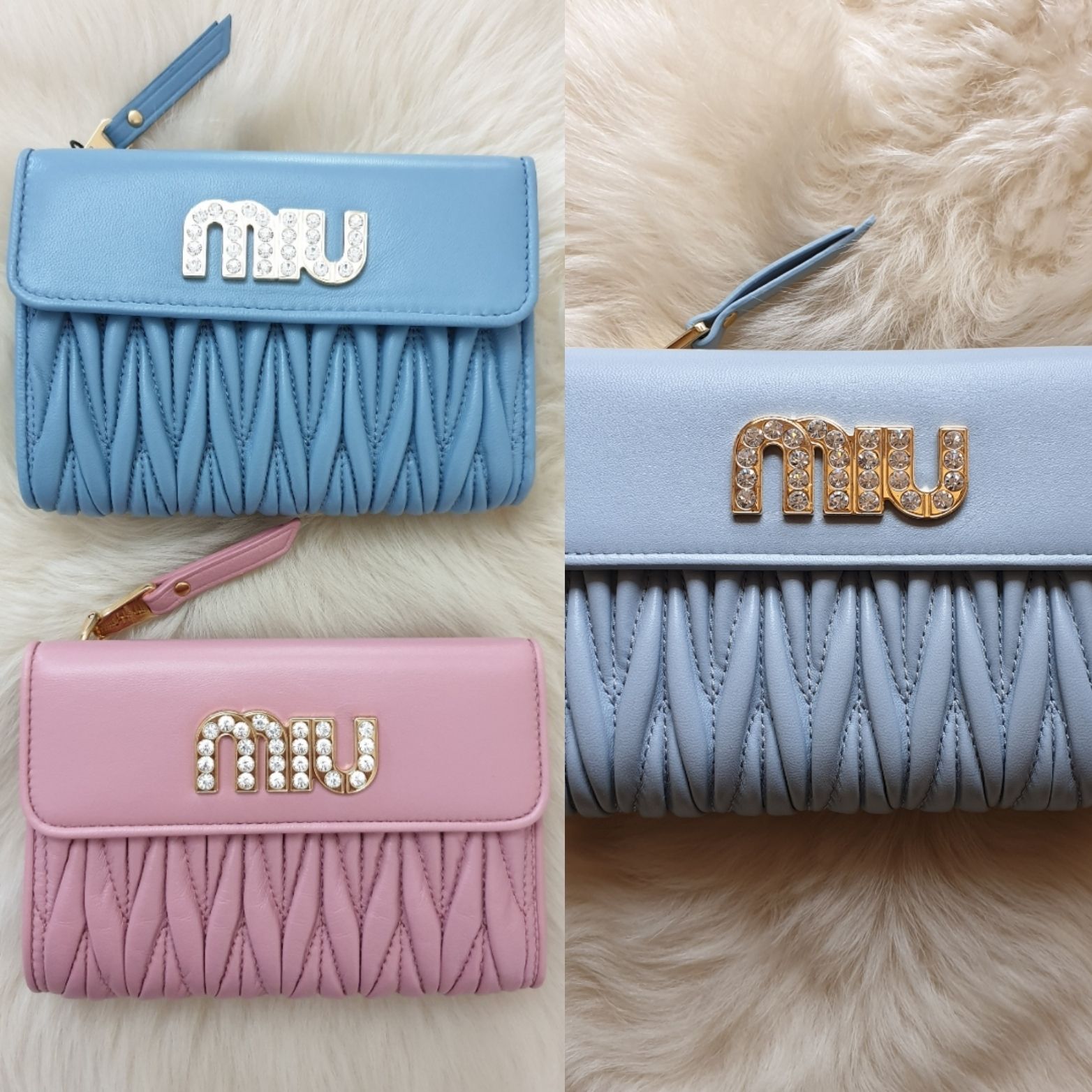 MIUMIUきらきらクリスタル♪3つ折り財布♪マトラッセ (MiuMiu