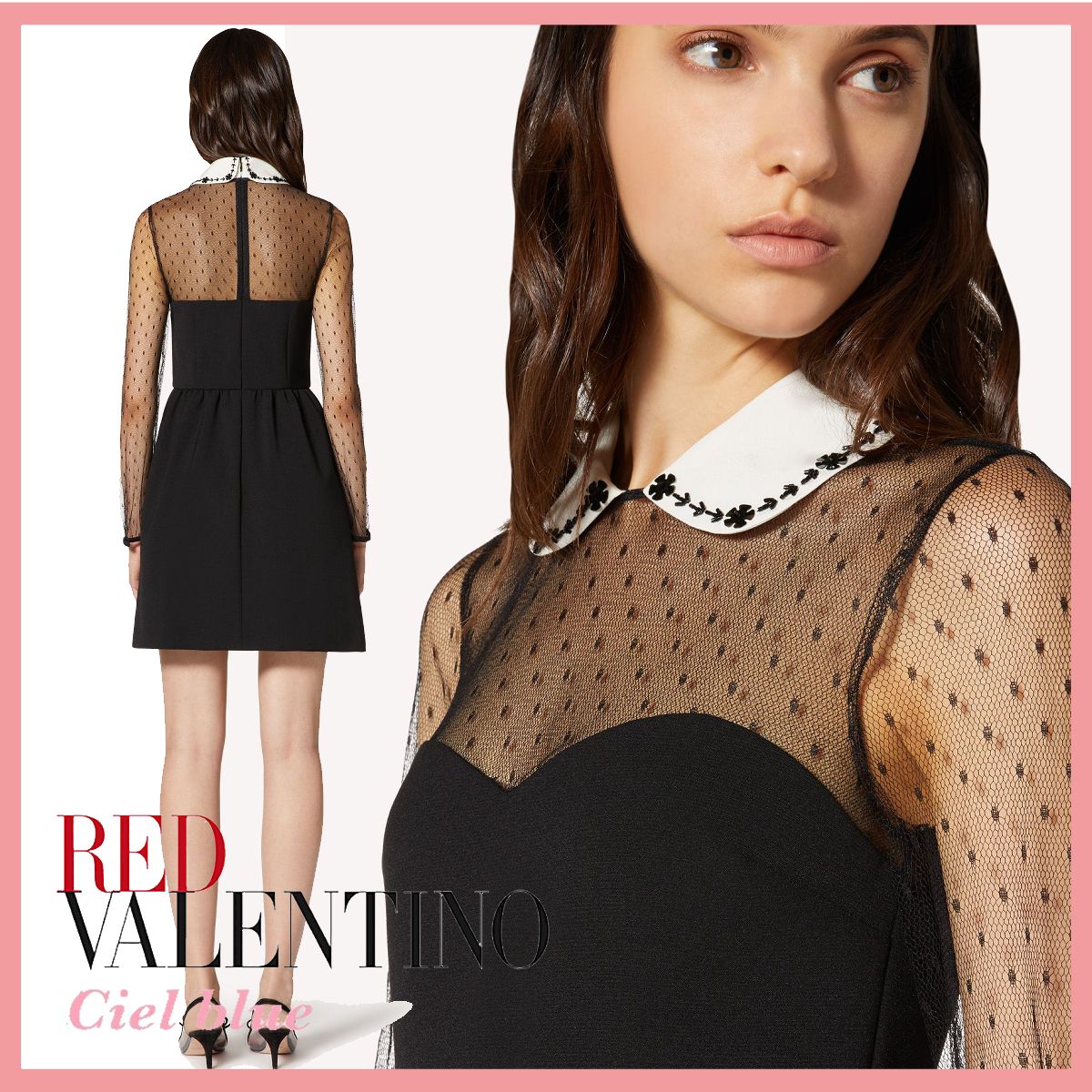 RED VALENTINO チュールブラックワンピース