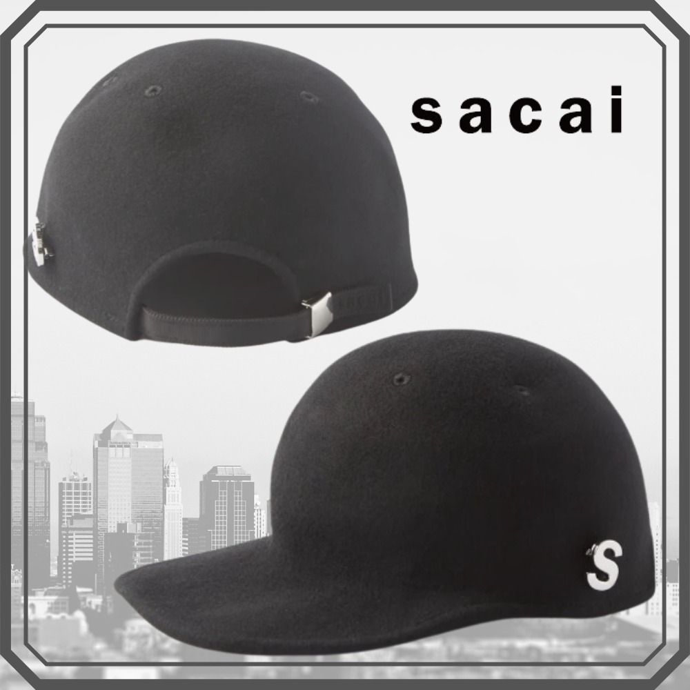 近年モデル サカイ ウール ベースボールキャップ カーキ 刺繍 Sロゴ