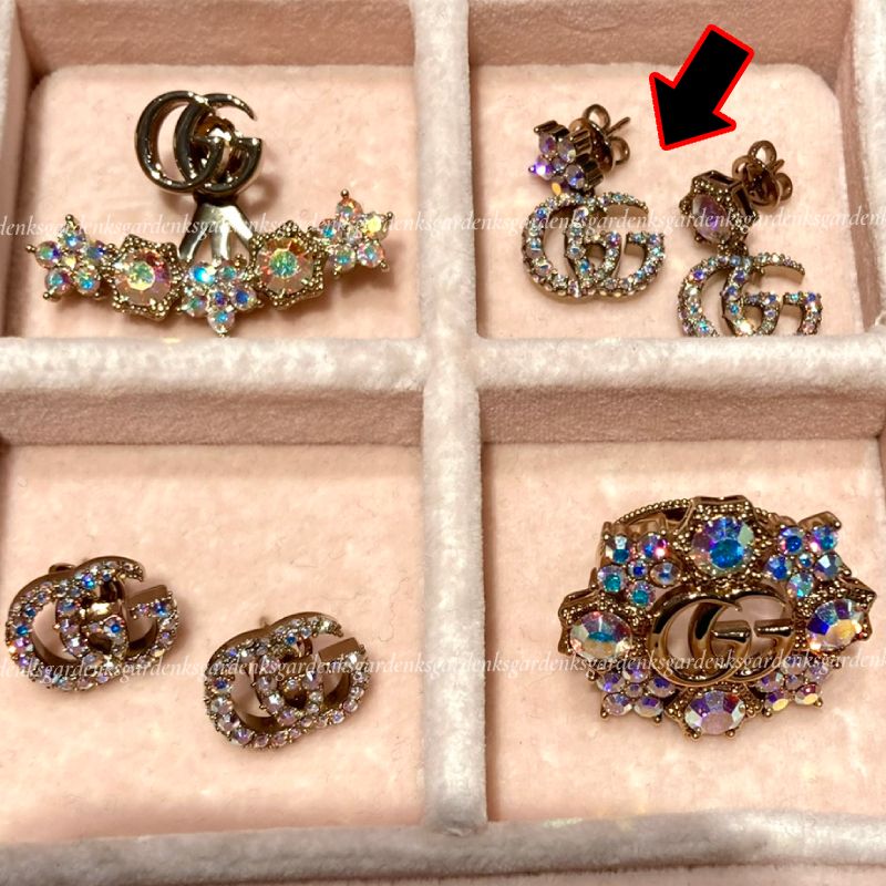 GUCCI☆クリスタル ダブルG イヤリング/ ピアス☆すぐ届く！ (GUCCI