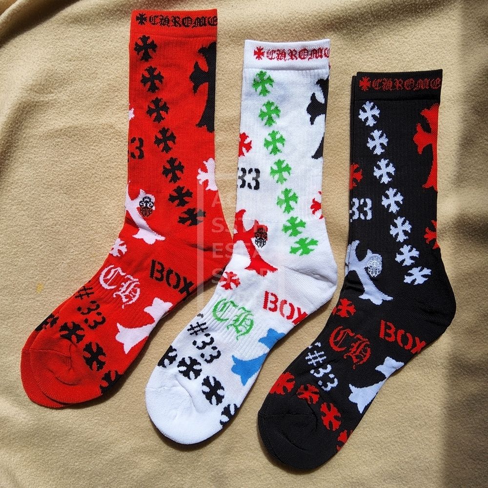 クロムハーツステンシルソックス3Pセット