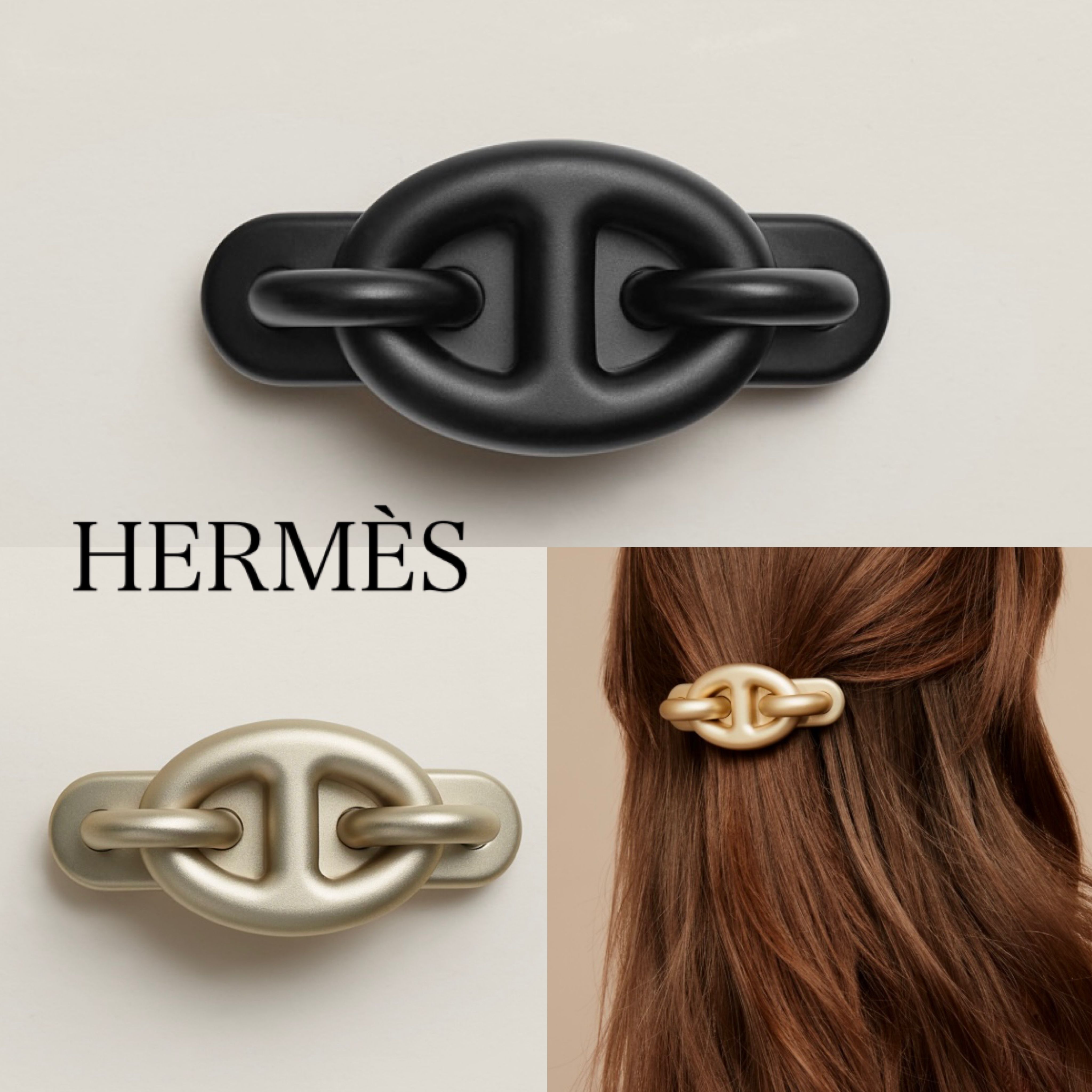 エルメス】バレッタ Barrette Tri Maillon PM ヘアクリップ (HERMES