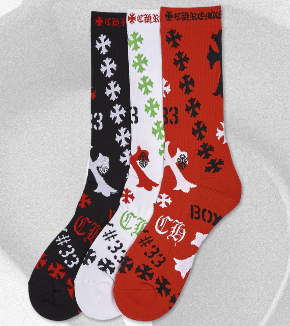 クロムハーツステンシルソックス3Pセット