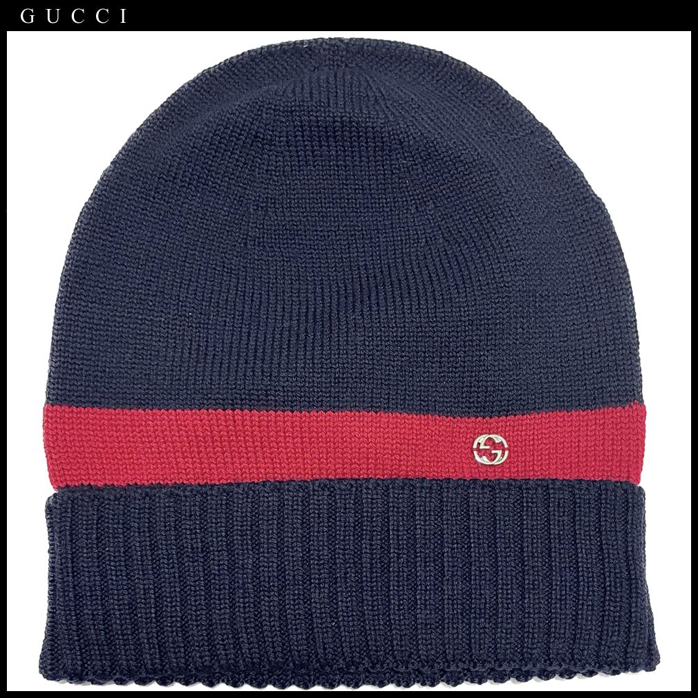グッチGUCCIウール ニット帽子 メンズ ネイビー#S (GUCCI/ニット