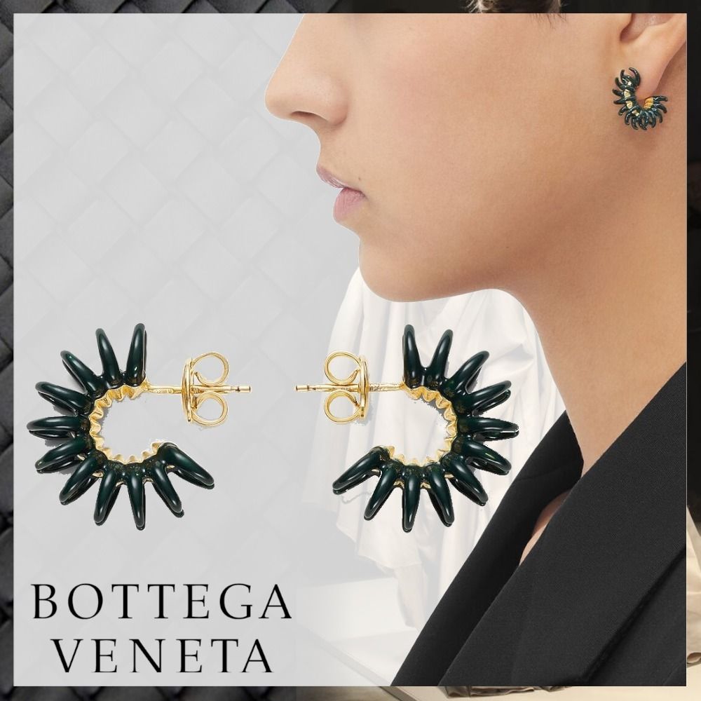 BOTTEGA VENETA SPINE エナメル シルバー フープピアス 18K (BOTTEGA
