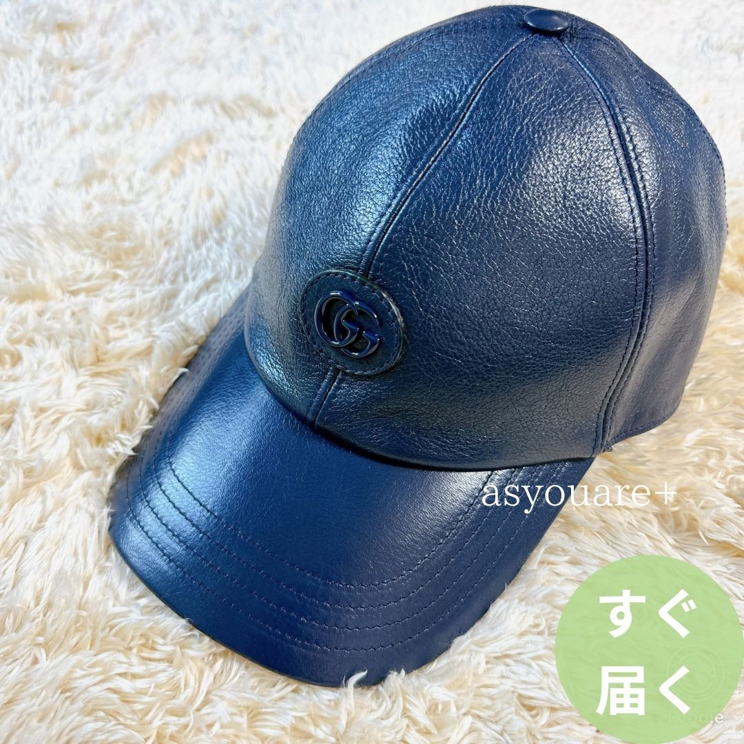 GUCCI】グッチ ベースべボールキャップ GG柄 レザーロゴワッペン