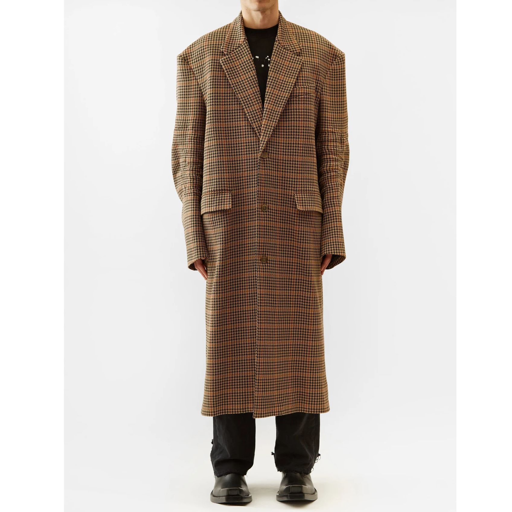 BALENCIAGA】千鳥格子チェック テーラードコート Beige 送料込