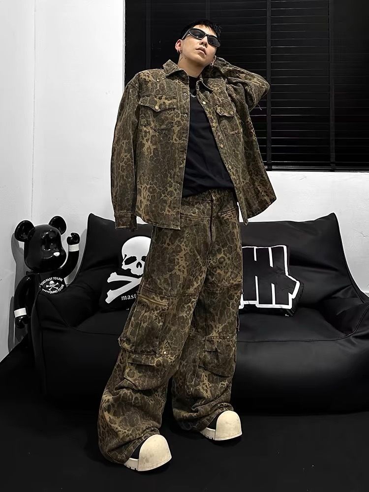 smokeybranch 迷彩柄ジャケットとパンツセット メンズ迷彩上下セット