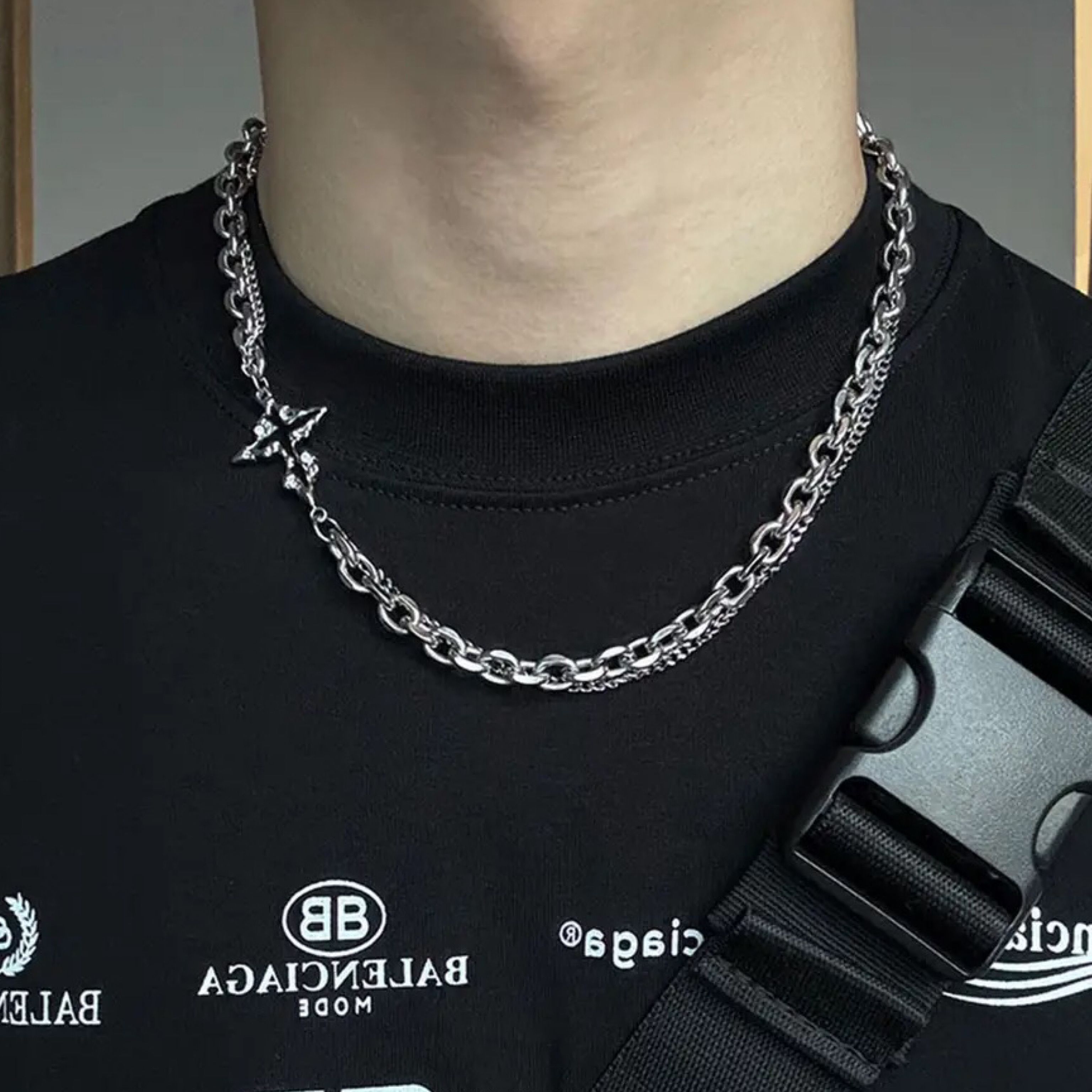 メンズ クロス 十字架 ネックレス チョッカー 韓国 ストリート
