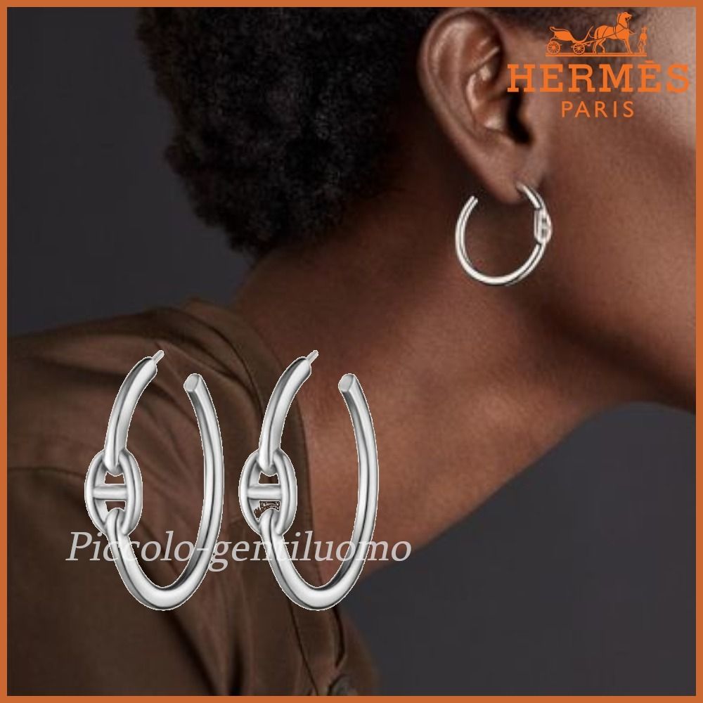 目を惹く♪ HERMES エルメス フープピアス シェーヌダンクル PM