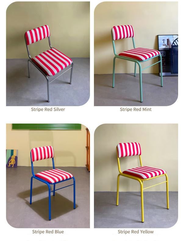 レトロ感覚！ストライプチェア [レッド] / 椅子 (4色) (椅子・チェア