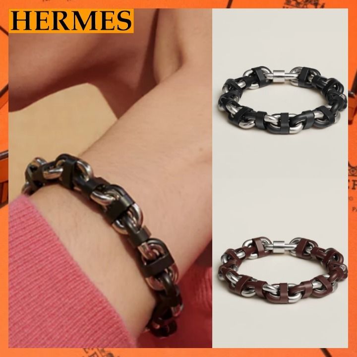 ☆シェーヌダンクル×レザーがクール☆【Hermes】ブレスレット (HERMES