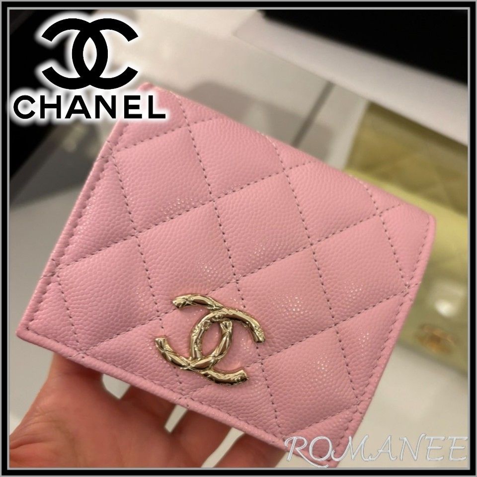 CHANEL 二つ折り財布 ピンク