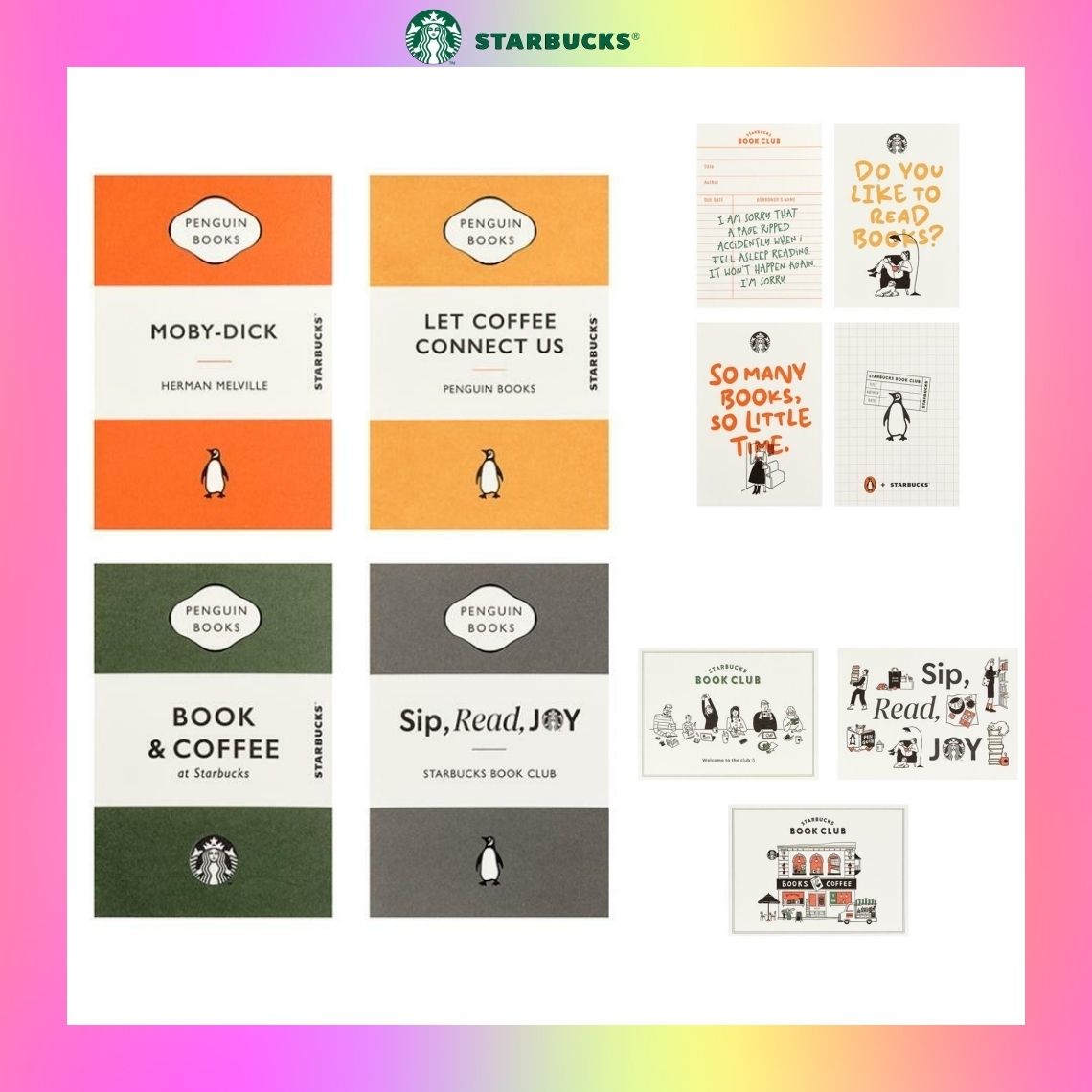 韓国スタバ】x PenguinBooks☆ Postcard Book (Starbucks/レターセット