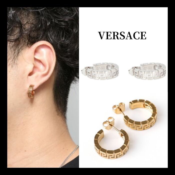 関税送料込【VERSACE 】グレカフープピアス (VERSACE/ピアス