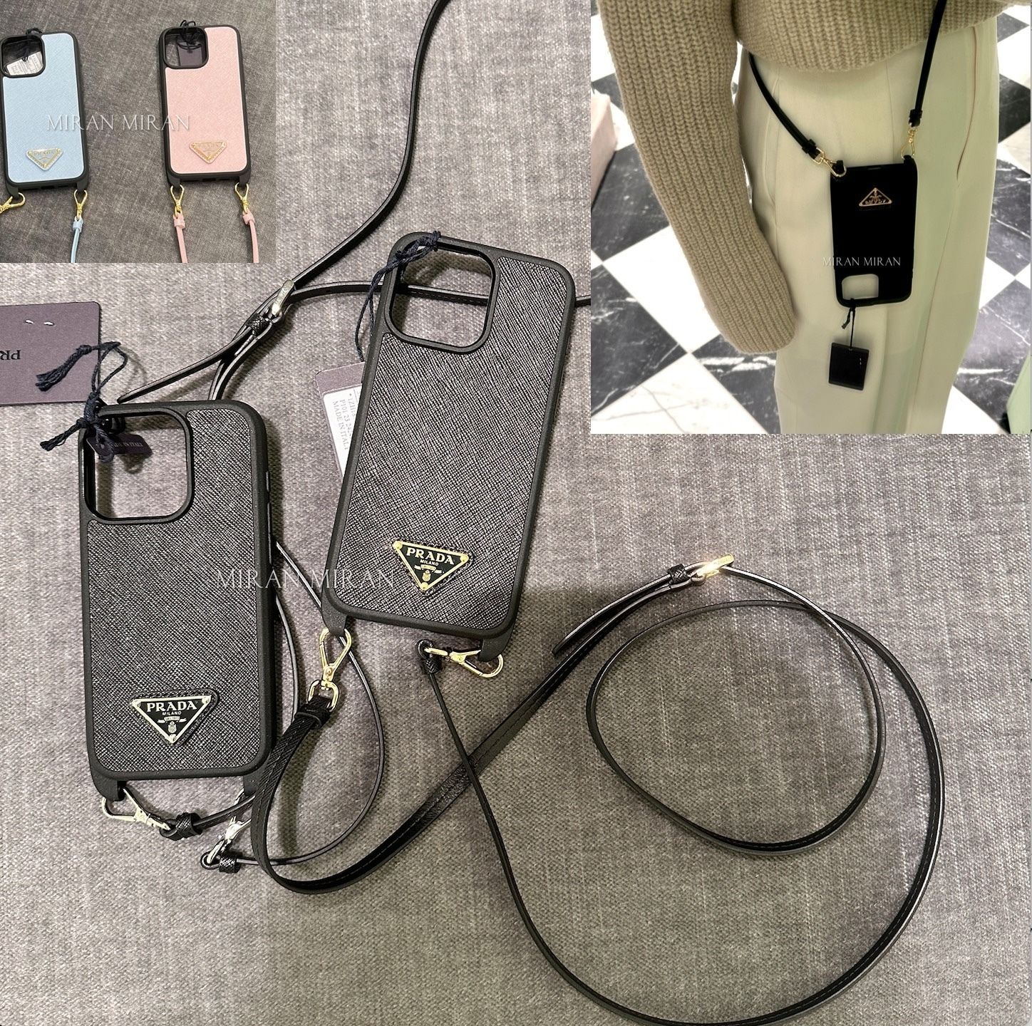 PRADA】取り外し可能ストラップ付iPhone15pro/15proMaxケース (PRADA
