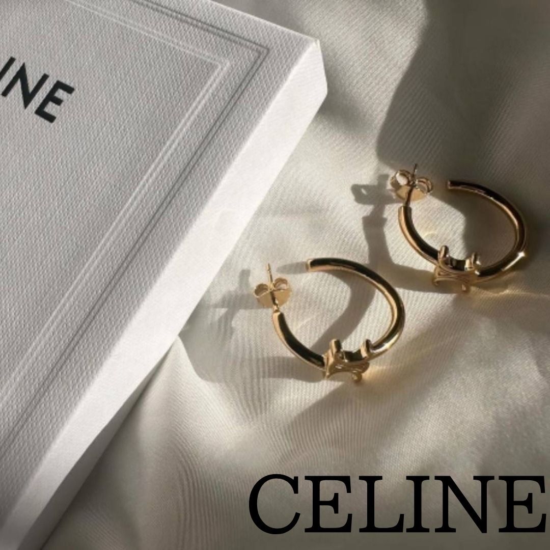 □CELINE□セリーヌ トリオンフ アシンメトリックフープピアス (CELINE