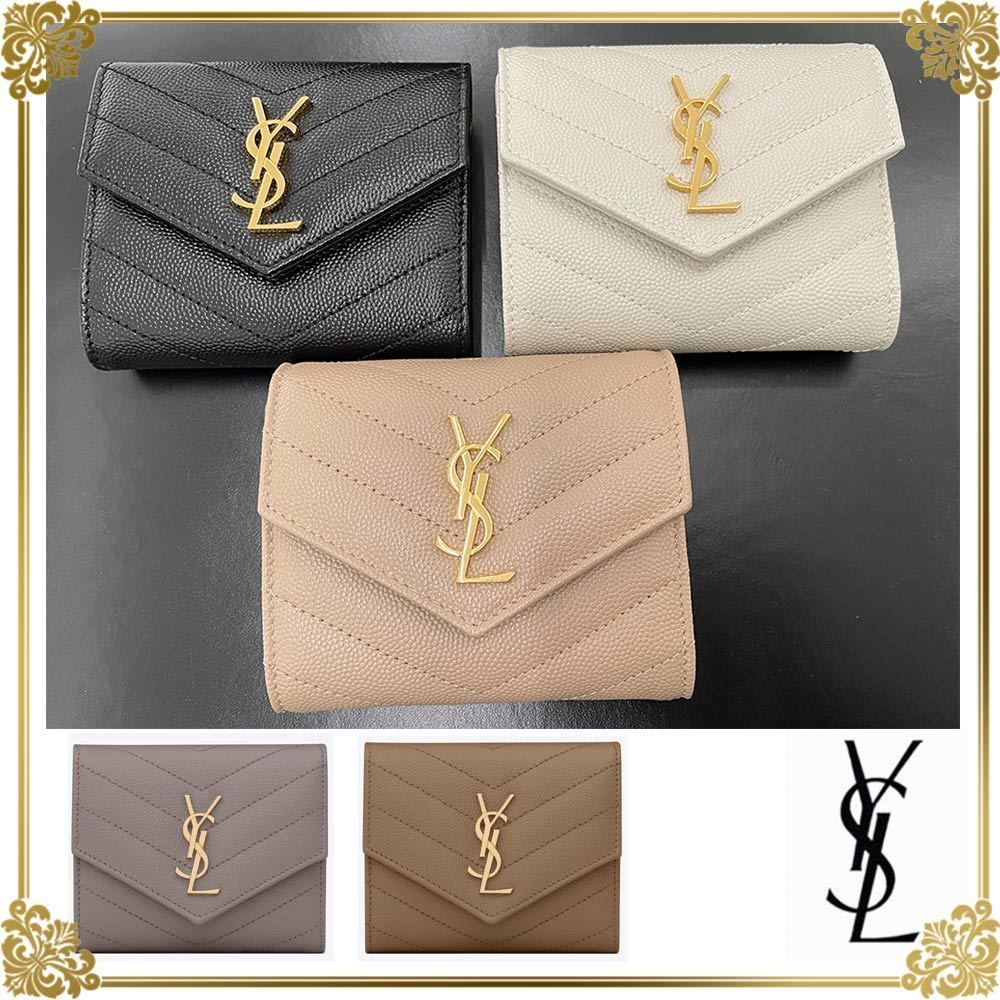 SAINT LAURENT ysl 三つ折り財布 トープ