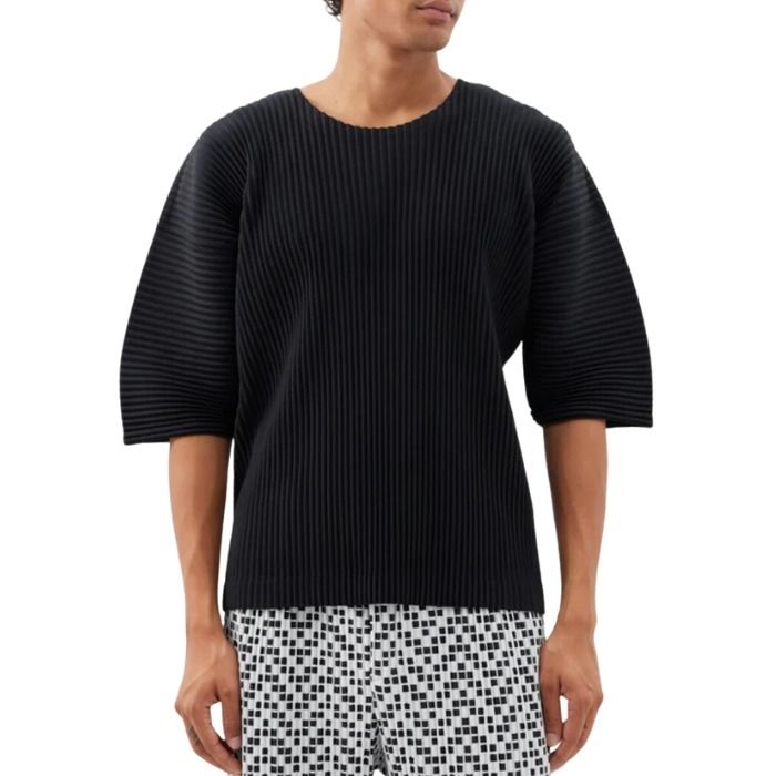 HOMME PLISSE】テクニカル プリーツTシャツ ブラック メンズ (ISSEY