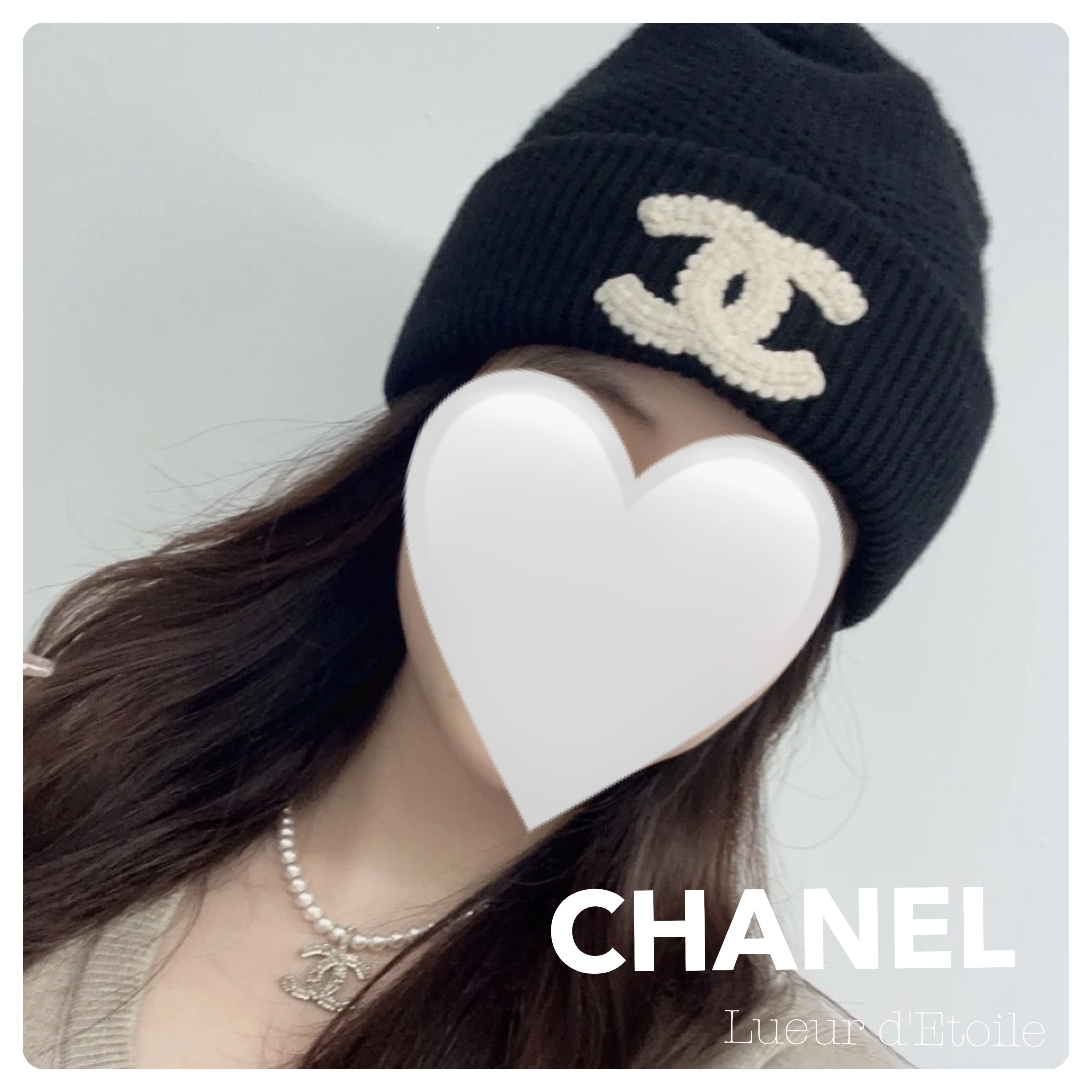 CHANEL カシミヤ ニット帽 黒 ブラック 25C CHANEL カシミヤ ニット帽