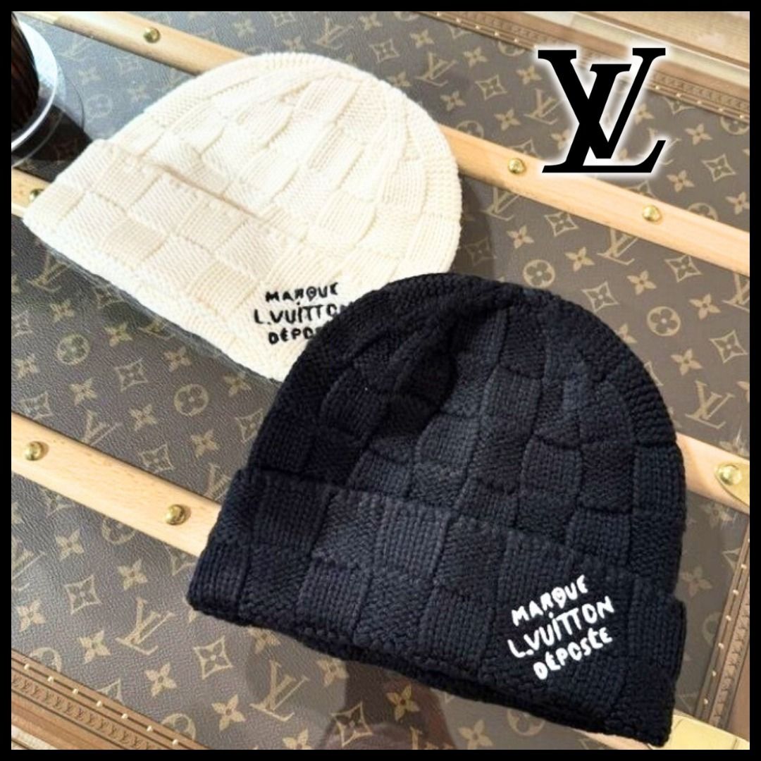 大人気◇ダミエ柄がお洒落♪】ルイヴィトン ビーニー ニット帽 (Louis