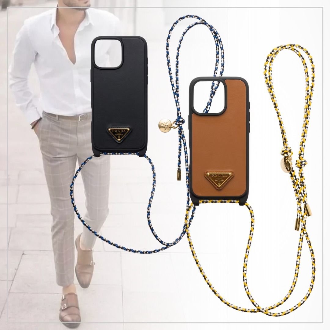 正規品 PRADA ストラップ＆スタッズ付き iPhone16proケース 正規品