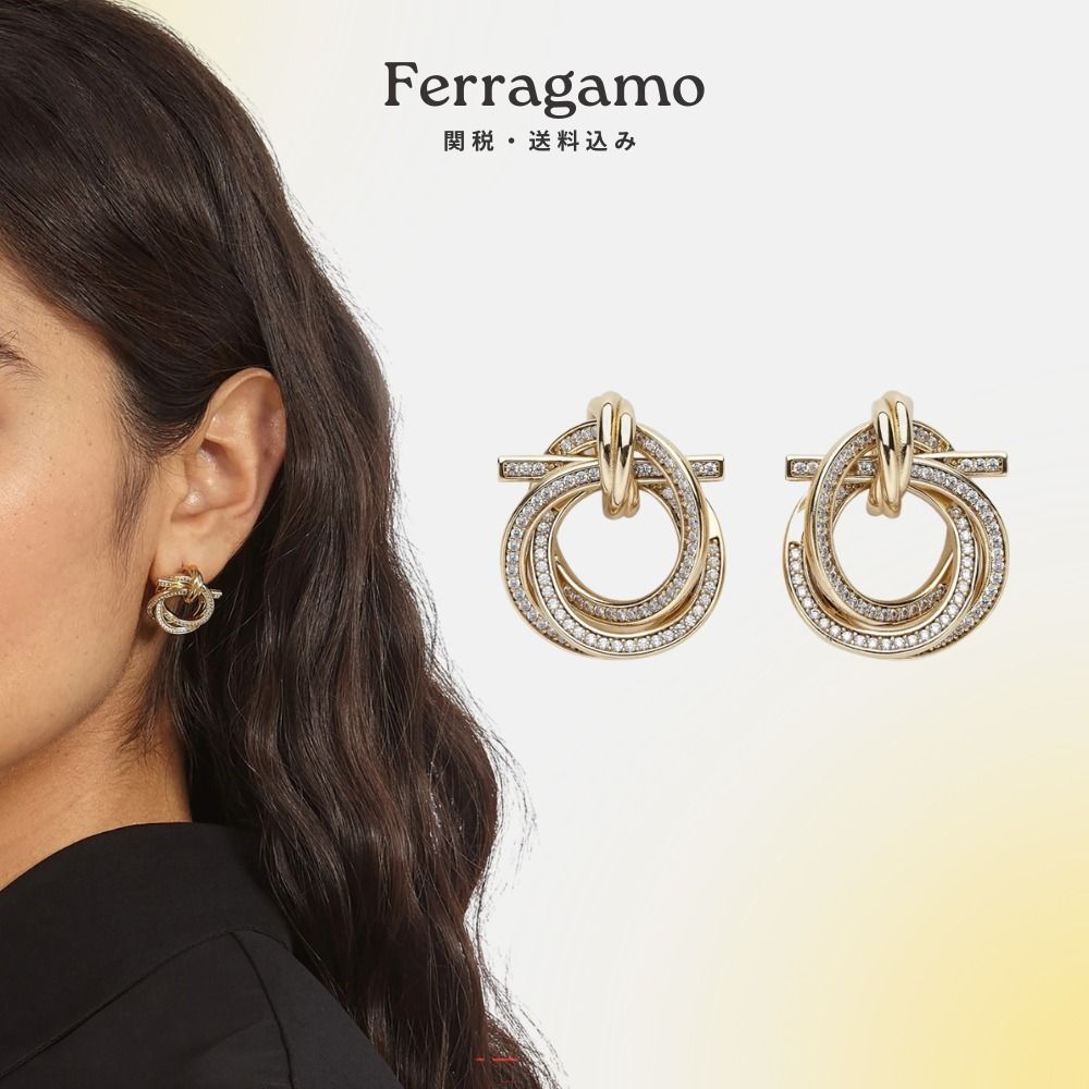 FERRAGAMO ツイスト ガンチーニ クリスタルピアス (FERRAGAMO/ピアス