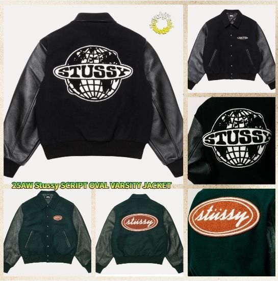 ☆25AW 大人気☆Stussy SCRIPT OVAL VARSITY JACKET (STUSSY