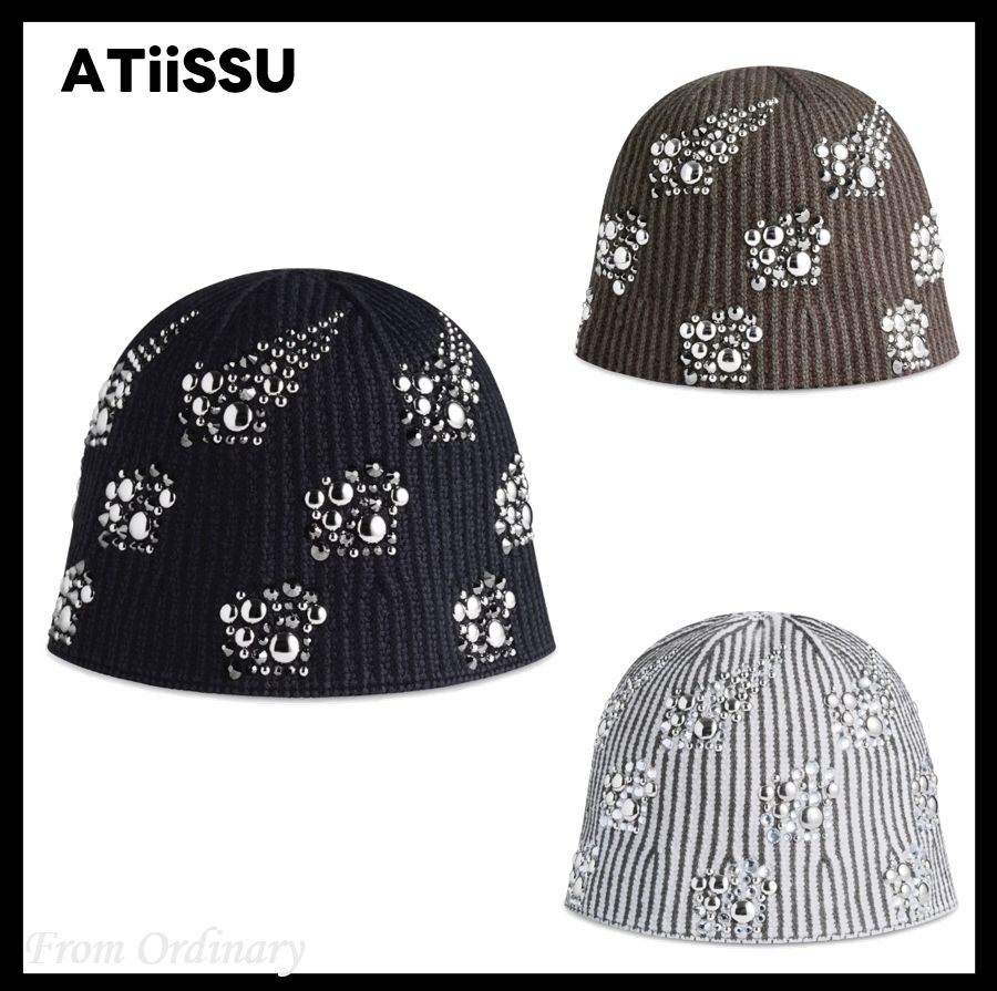 atiissu ビーニー twiceモモ私物着用 ATIiSSU ブラックニット帽