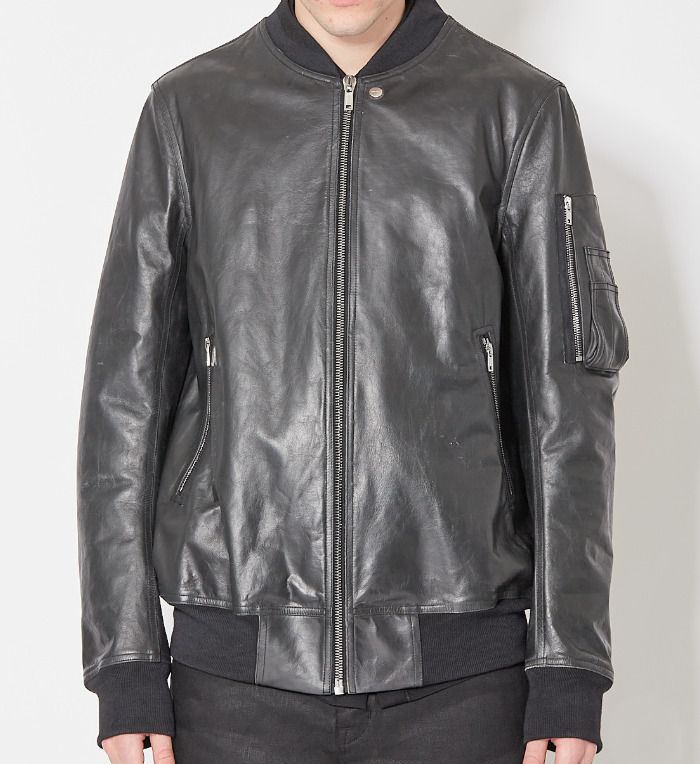 Rick Owens / レザー ブルゾン ボンバー ジャケット ブラック (RICK