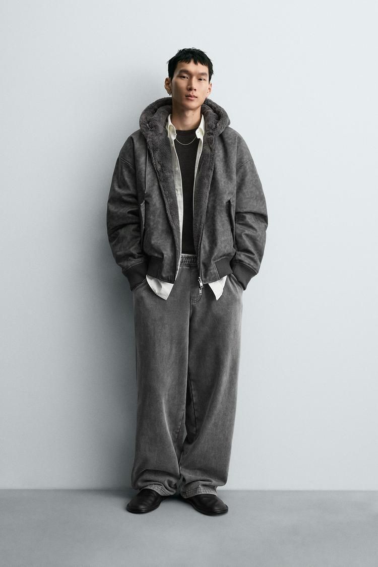 ZARA】フェイクレザー リバーシブルボンバージャケット (ZARA