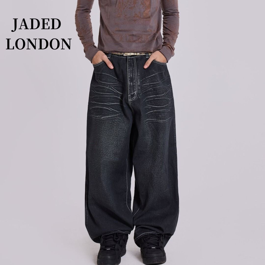 関税送料込【JADED LONDON】Black Coated XL Colossus Jeans (JADED